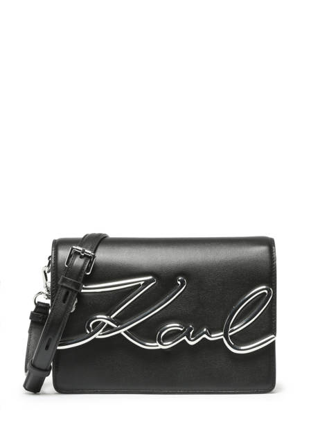 Sac Porté épaule K Signature Cuir Karl lagerfeld Noir k signature 235W3061