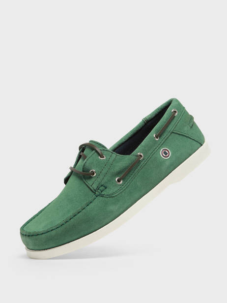 Boat Shoes In Leather Serge blanco Green men CHA2108A other view 1