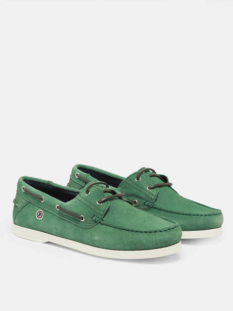 Boat Shoes In Leather Serge blanco Green men CHA2108A other view 2