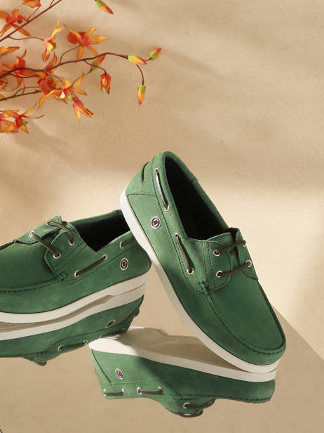 Boat Shoes In Leather Serge blanco Green men CHA2108A other view 4