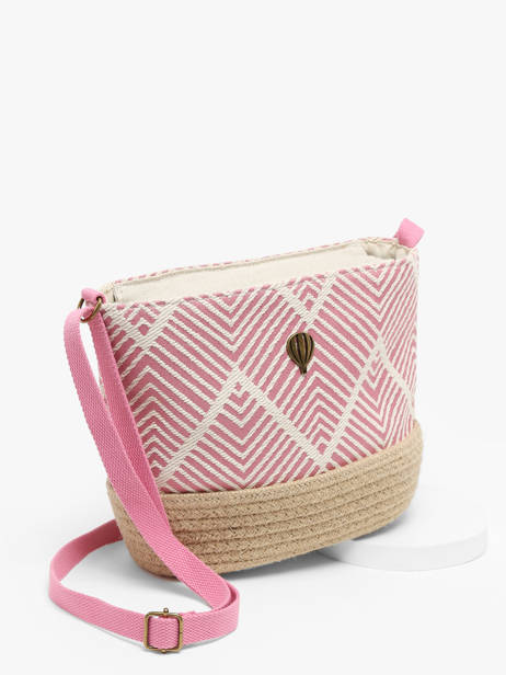 Shoulder Bag Quadrille Burlap Le voyage en panier Pink quadrille PM766 other view 2