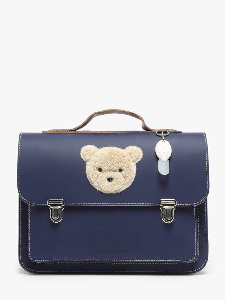 Leather Teddy Satchel Own stuff Blue preschool 14TEDDY