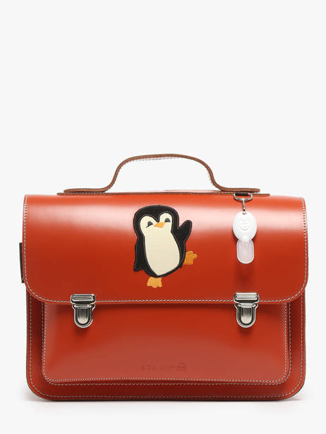 Leather Penguin Satchel Own stuff Red preschool 14PING