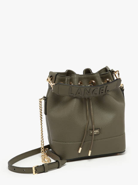 Small Leather Bucket Bag Ninon Lancel Green ninon A10922 other view 3