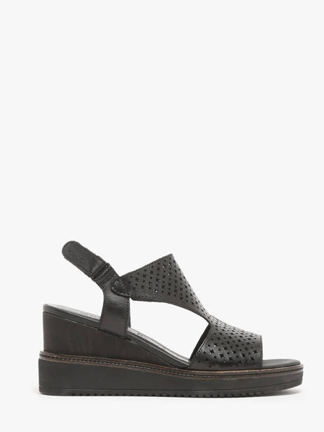 Sandales Talon Compensé En Cuir Tamaris Noir accessoires 42