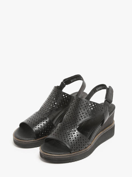Sandales Talon Compensé En Cuir Tamaris Noir accessoires 42 vue secondaire 1
