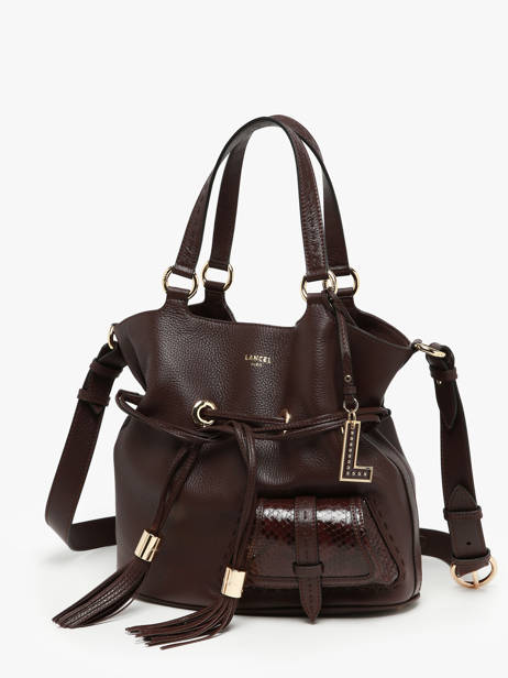 Medium Leather Bucket Bag Premier Flirt Python Lancel Brown premier flirt A10529 other view 3