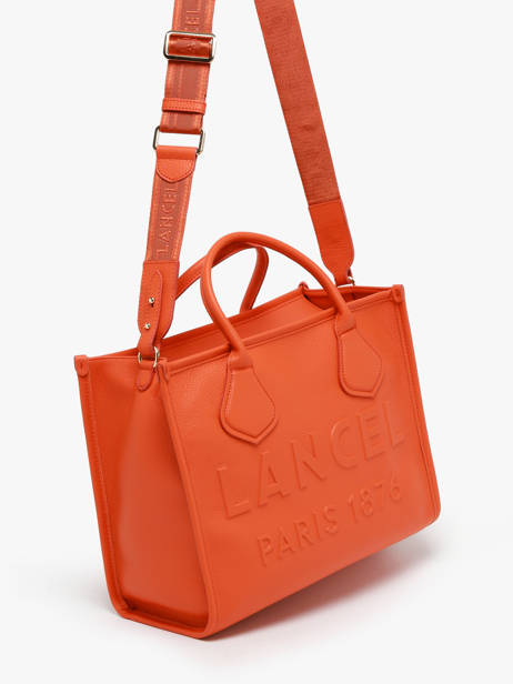 Medium Leather Jour Tote Bag Lancel Orange jour A12996 other view 2