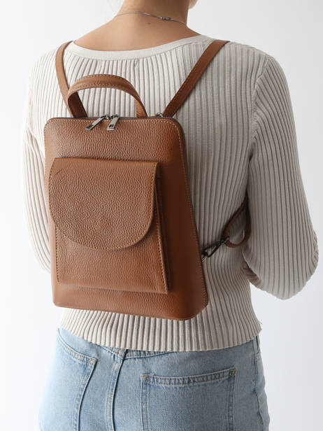 Sac à Dos Et épaule Milano Marron caviar CA240615 vue secondaire 1