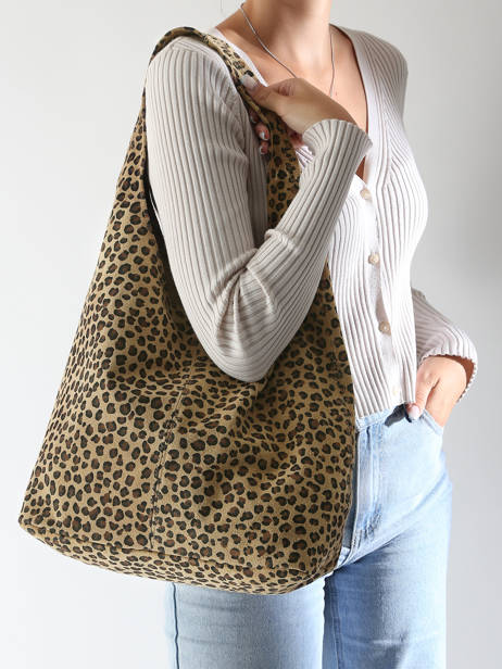 Shoulder Bag Velvet Leopardo Leather Milano Brown velvet leopardo VL24062 other view 1