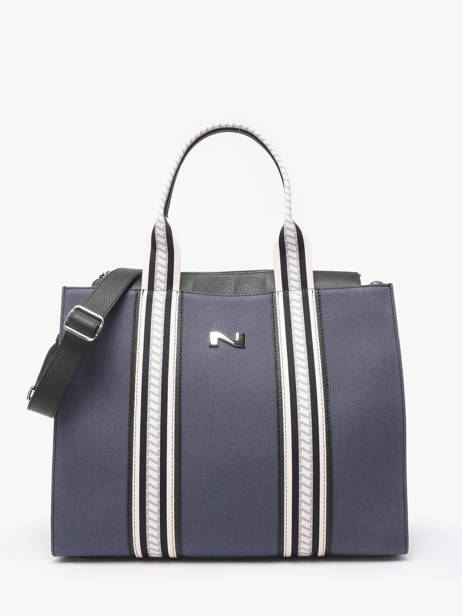 Nina Tote Bag Canvas With Leather Nathan baume Blue solar NINA