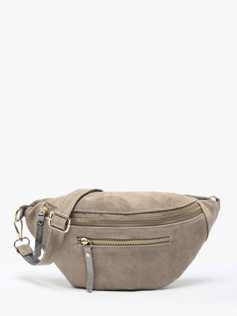 Leather Velvet Irisé Belt Bag Milano Beige velvet VE23101