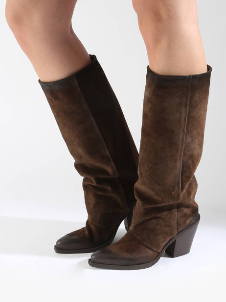 Heeled Boots Stivali Tubo In Leather Metisse Brown accessoires XD961 other view 1