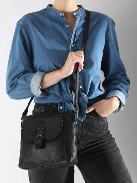 Sac BandouliÃ¨re Utility Cuir Basilic pepper Noir utility BUTI06 vue secondaire 1