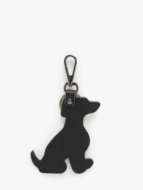 Porte-clefs Chien Cuir Milano Noir caviar CA24124