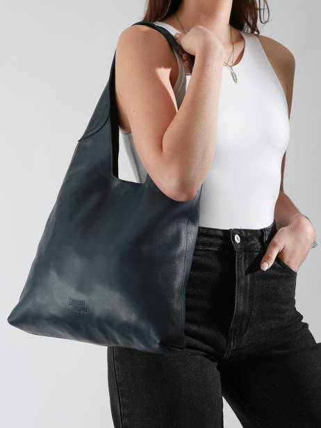 Shoulder Bag Cow Leather Basilic pepper Blue cow BCOW2M other view 1