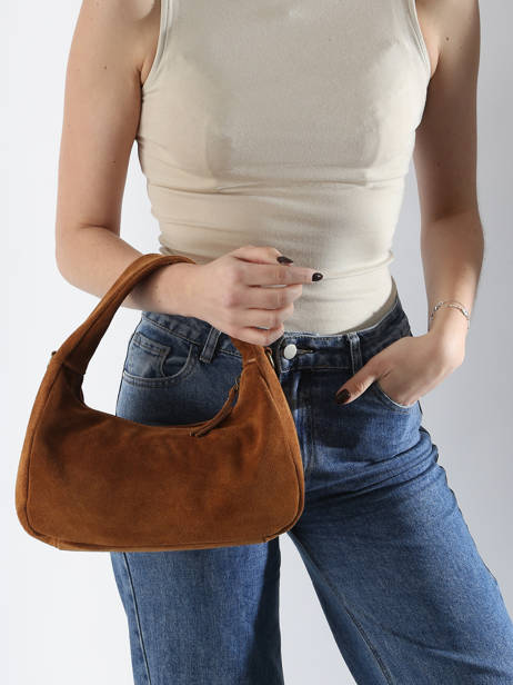 Handbag Velvet Leather Milano Brown velvet VE24114 other view 1