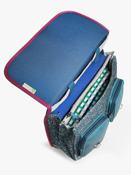 Cartable Ã  Roulettes 2 Compartiments Cameleon Bleu vintage fantasy PBVGCR38 vue secondaire 3
