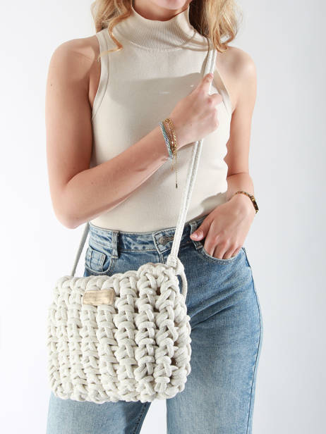 Sac Bandoulière Crochet Le voyage en panier Blanc crochet PM854 vue secondaire 1