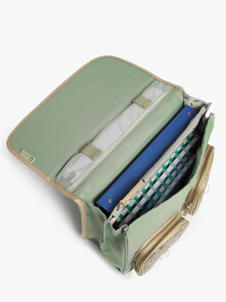 Satchel For Kids 2 Compartments Cameleon Green vintage fantasy CA38 other view 3