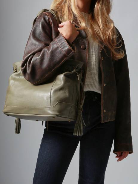 Shoulder Bag Cow A4 Leather Basilic pepper Green cow 155N other view 1