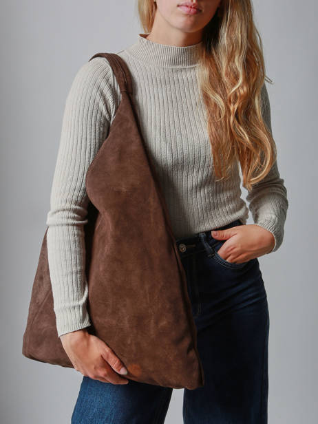 Sac Porté épaule A4 Velvet Cuir Milano Marron velvet VE25069 vue secondaire 1