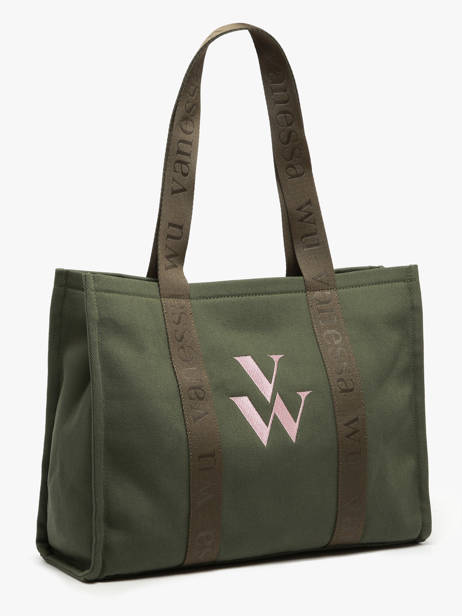 Shoulder Bag Cabas Cotton Vanessa wu Green cabas MA0135 other view 2