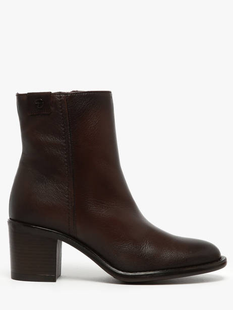 Heeled Boots In Leather Tamaris Brown accessoires 45