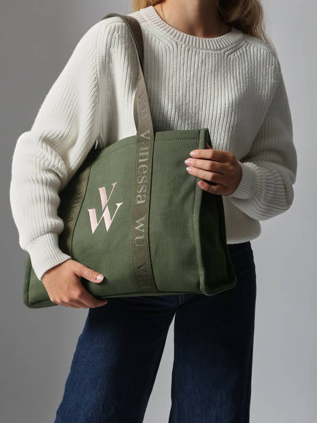 Shoulder Bag Cabas Cotton Vanessa wu Green cabas MA0135 other view 1