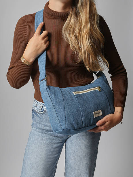 Recycled Cotton Mini Charlot Crossbody Bag Rivedroite Blue timeless MCHARTIM other view 1