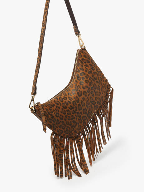 Leather Lune Fringe Bag Nat et nin Brown vintage FRA other view 2