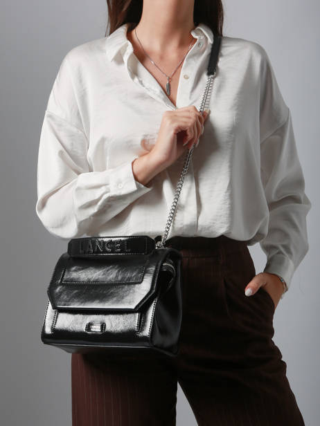Medium Ninon Crossbody Bag In Naplack Leather Lancel Black ninon A13767 other view 1