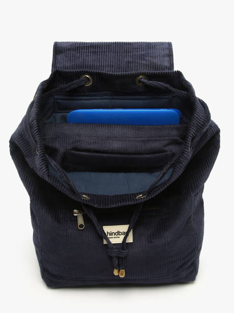Backpack Velours Corduroy Hindbag Blue velours V other view 3