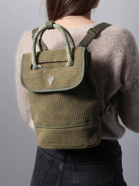 Sac à Dos Le voyage en panier Vert velours AHP241 vue secondaire 1