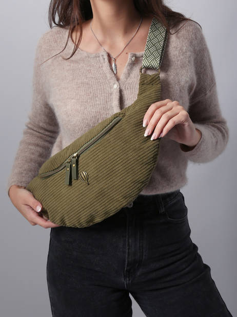 Belt Bag Le voyage en panier Green velours AHP244 other view 1