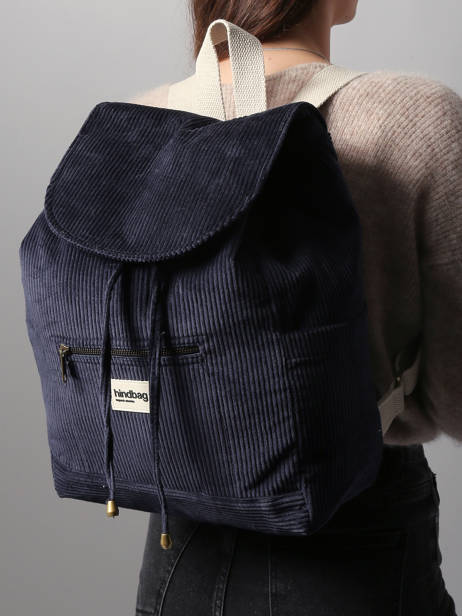 Backpack Velours Corduroy Hindbag Blue velours V other view 1