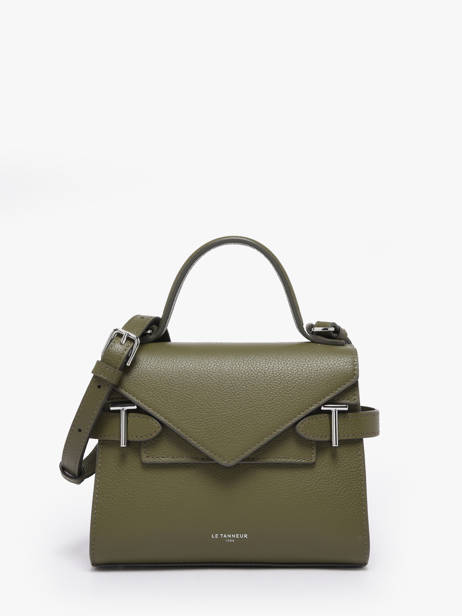 Small Grained Leather Emilie Crossbody Bag Le tanneur Green emily TEMI1006
