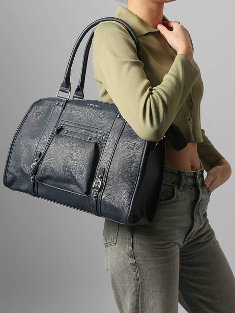 A4 Size Shoulder Bag Grained Miniprix Blue grained F8533 other view 1