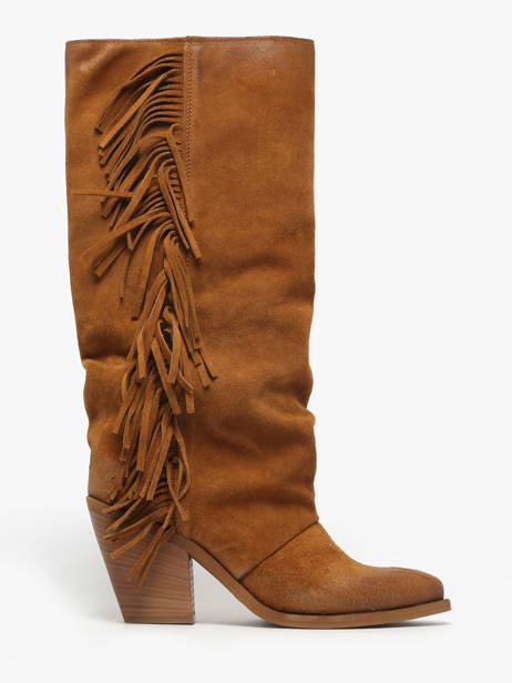 Heeled Boots In Leather Metisse Brown women XD1040