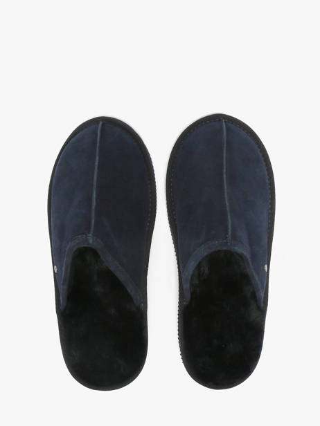 Slippers In Leather Isotoner Blue men 98169