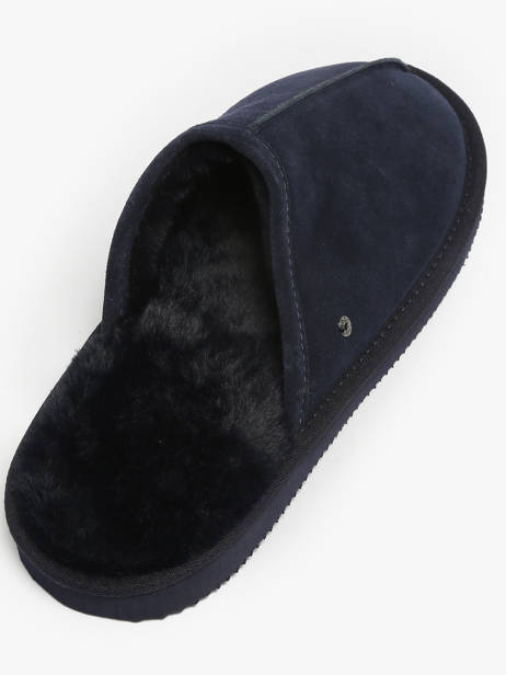 Slippers In Leather Isotoner Blue men 98169 other view 2