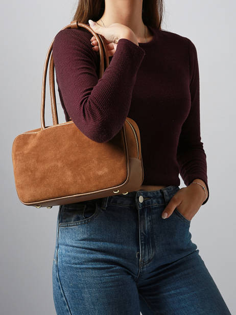 Shoulder Bag Velvet Caviar Leather Milano Brown velvet caviar VC25093 other view 1