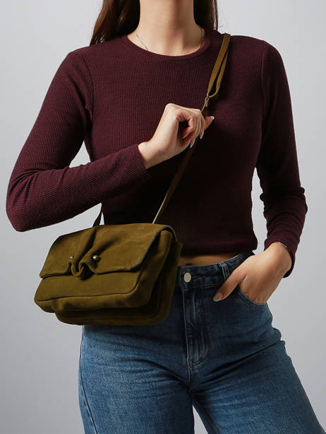 Shoulder Bag Leather Leather Biba Green leather HAZ1L other view 1