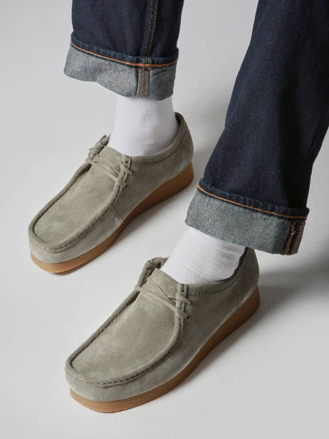 Moccasins Wallabee In Leather Clarks Green men 26183447 other view 1