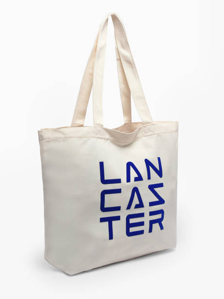 Sac Porté épaule Tote Bag 3 Lines Coton Lancaster Beige tote bag 3 lines 6 vue secondaire 1