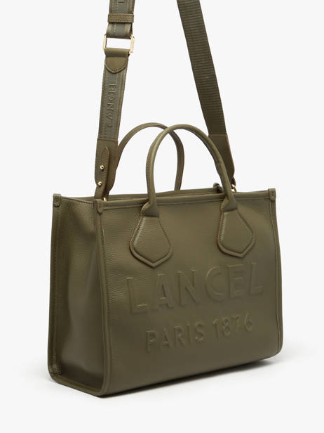 Medium Leather Jour Tote Bag Lancel Green jour A12996 other view 1