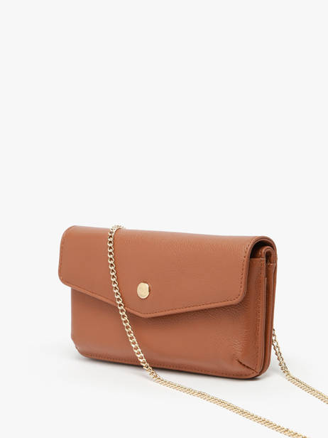 Leather Luna Clutch With Strap Hexagona Brown luna 688422 other view 1