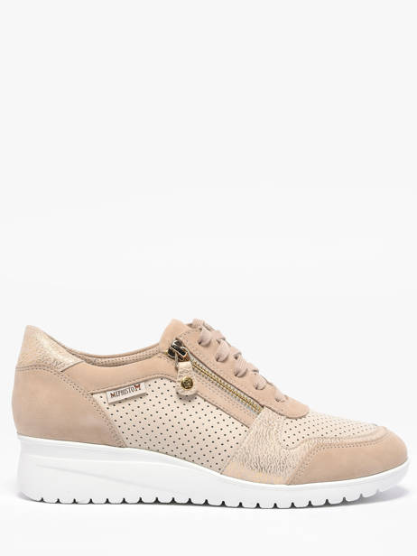 Platform Sneakers In Leather Mephisto Beige women P5149187