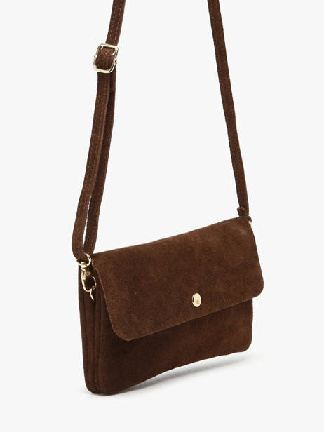 Leather Velvet Crossbody Bag Milano Brown velvet VE23067O other view 2