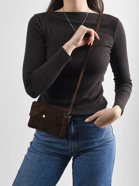Leather Velvet Crossbody Bag Milano Brown velvet VE23067O other view 1